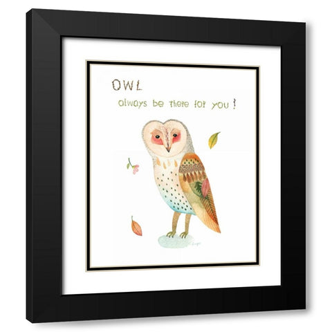Owl Always Be There For You Black Modern Wood Framed Art Print with Double Matting by Lings Workshop