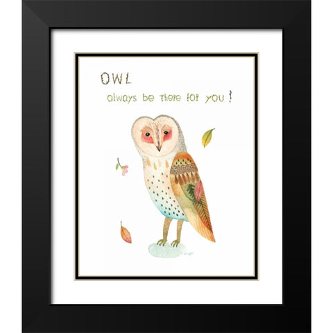 Owl Always Be There For You Black Modern Wood Framed Art Print with Double Matting by Lings Workshop