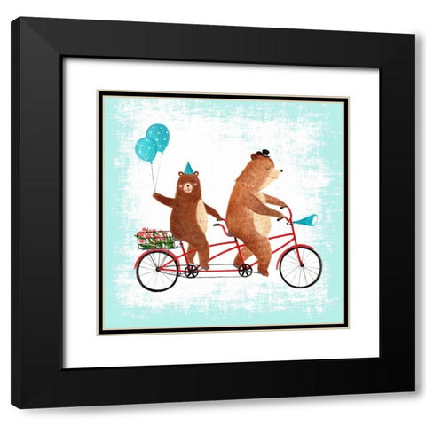 Bicycle Built For Bears Black Modern Wood Framed Art Print with Double Matting by Lings Workshop