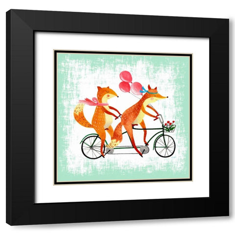Foxes Like Bikes Black Modern Wood Framed Art Print with Double Matting by Lings Workshop