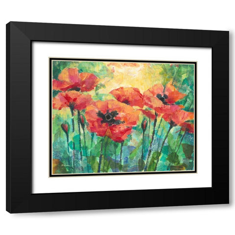 Oriental Poppies Black Modern Wood Framed Art Print with Double Matting by Kroeker, Wendy