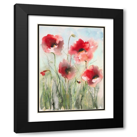 Field Poppies 2 Black Modern Wood Framed Art Print with Double Matting by Johannesson, Karin