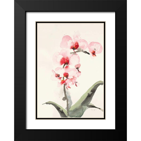 Morning Orchid 2 Black Modern Wood Framed Art Print with Double Matting by Johannesson, Karen
