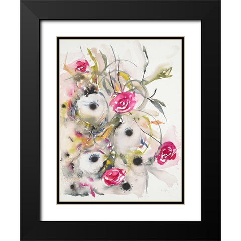 Watercolor Field 1 Black Modern Wood Framed Art Print with Double Matting by Johannesson, Karin