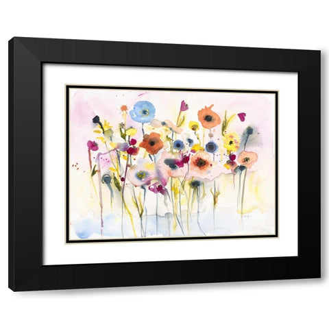 Junes Flowers Black Modern Wood Framed Art Print with Double Matting by Johannesson, Karin