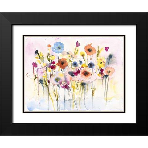 Junes Flowers Black Modern Wood Framed Art Print with Double Matting by Johannesson, Karin