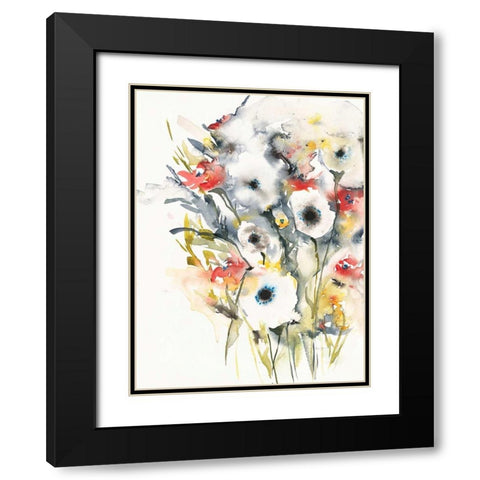 Flowering Black Modern Wood Framed Art Print with Double Matting by Johannesson, Karin