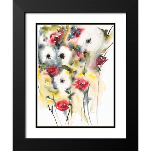 Flowering Posies Black Modern Wood Framed Art Print with Double Matting by Johannesson, Karin