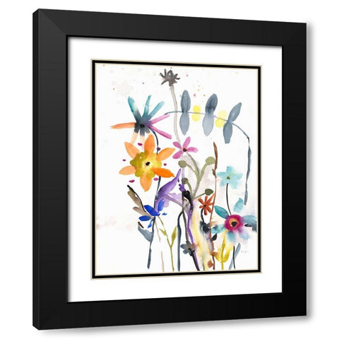 Flower Bedlam Black Modern Wood Framed Art Print with Double Matting by Johannesson, Karin