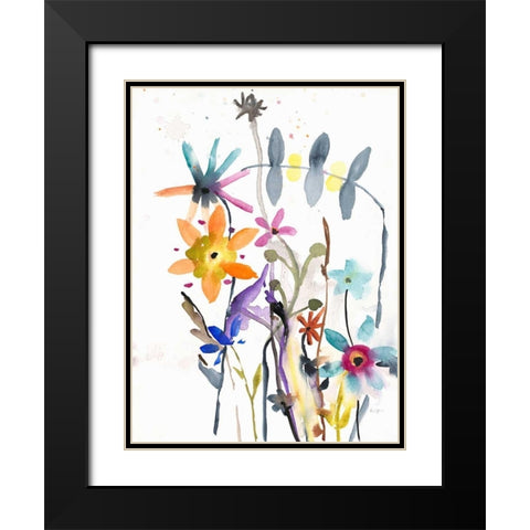 Flower Bedlam Black Modern Wood Framed Art Print with Double Matting by Johannesson, Karin