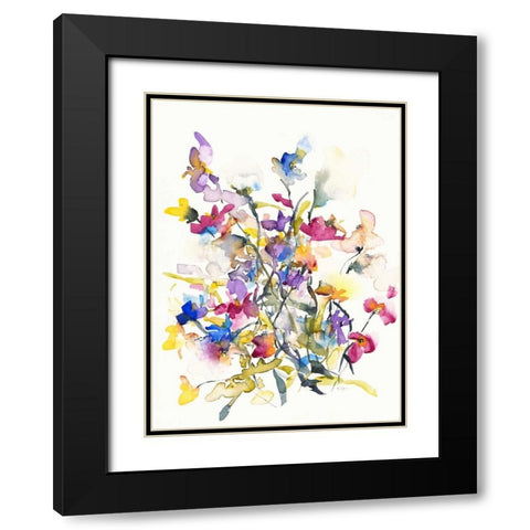 Tangled Pansies Black Modern Wood Framed Art Print with Double Matting by Johannesson, Karin