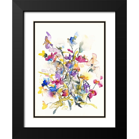 Tangled Pansies Black Modern Wood Framed Art Print with Double Matting by Johannesson, Karin