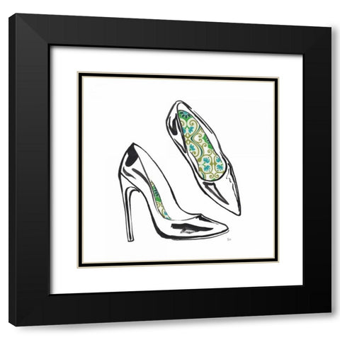 Vintage Designer Shoes Black Modern Wood Framed Art Print with Double Matting by Sunflowerman
