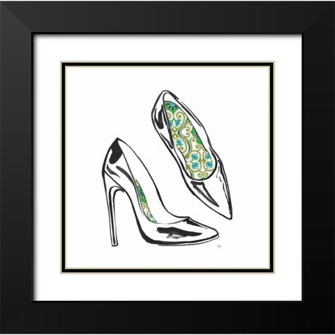 Vintage Designer Shoes Black Modern Wood Framed Art Print with Double Matting by Sunflowerman
