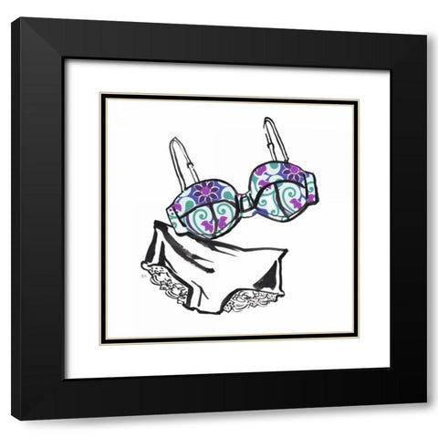 Vintage Lingerie Black Modern Wood Framed Art Print with Double Matting by Sunflowerman