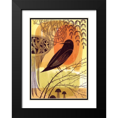Doodle Bird 1 Black Modern Wood Framed Art Print with Double Matting by Faust, Richard