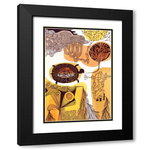 Doodle Turtle Black Modern Wood Framed Art Print with Double Matting by Faust, Richard