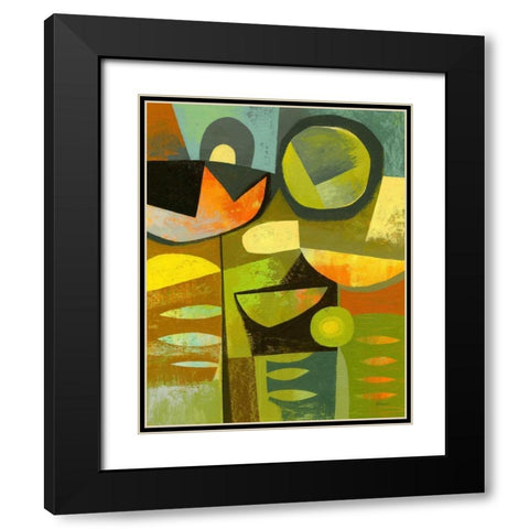Cubist Garden 1 Black Modern Wood Framed Art Print with Double Matting by Faust, Richard