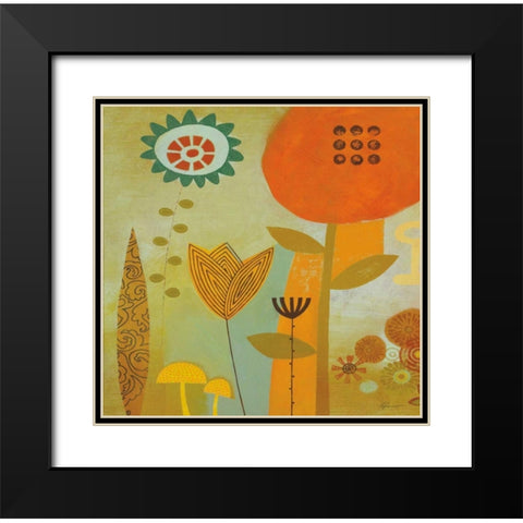 Groovy Bloom 1 Black Modern Wood Framed Art Print with Double Matting by Faust, Richard