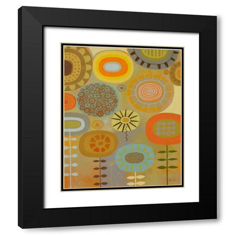 Retro Bloom 1 Black Modern Wood Framed Art Print with Double Matting by Faust, Richard
