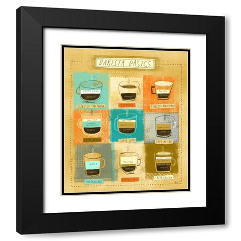 Barista Chart Black Modern Wood Framed Art Print with Double Matting by Faust, Richard