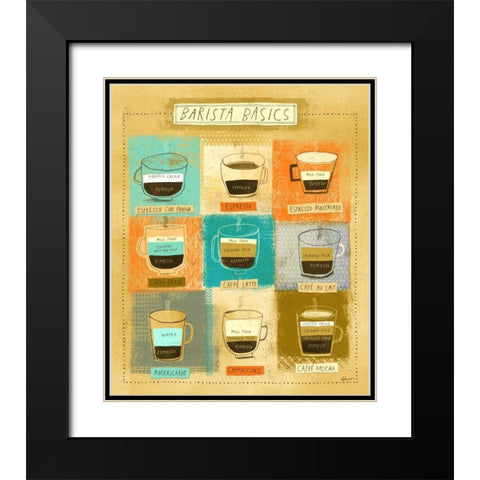 Barista Chart Black Modern Wood Framed Art Print with Double Matting by Faust, Richard