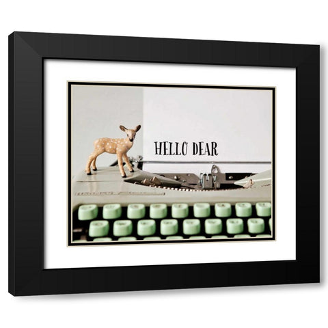 Hello Dear Typewriter Black Modern Wood Framed Art Print with Double Matting by Susannah Tucker Photography