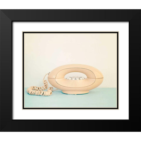 Back In Time Pink Phone Black Modern Wood Framed Art Print with Double Matting by Susannah Tucker Photography