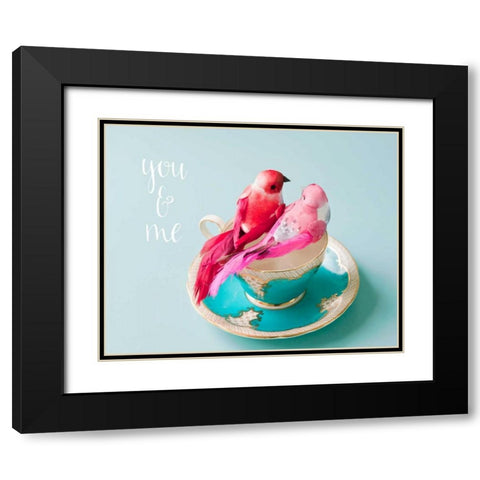 You and Me Love Birds Black Modern Wood Framed Art Print with Double Matting by Susannah Tucker Photography