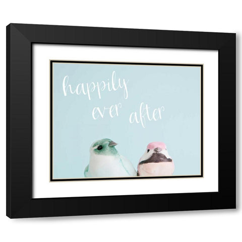 Happily Ever After Love Birds Black Modern Wood Framed Art Print with Double Matting by Susannah Tucker Photography