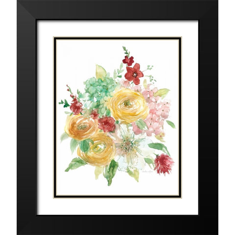 Vintage Style Bouquet Black Modern Wood Framed Art Print with Double Matting by Studio Rofino