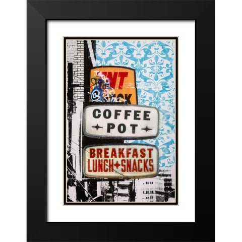 Urban Collage Cafe Black Modern Wood Framed Art Print with Double Matting by Fainelli, Deanna