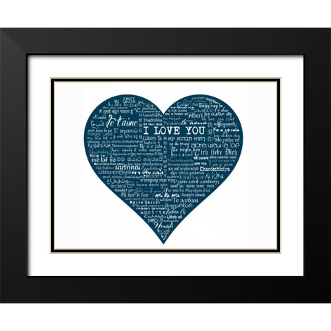 As The French Say-Blue Heart Black Modern Wood Framed Art Print with Double Matting by De Lauzun, Marion