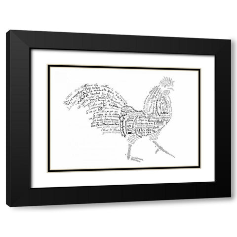 As The French Say-Rooster Black Modern Wood Framed Art Print with Double Matting by De Lauzun, Marion