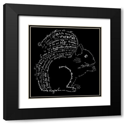 French Squirel Black Black Modern Wood Framed Art Print with Double Matting by De Lauzun, Marion