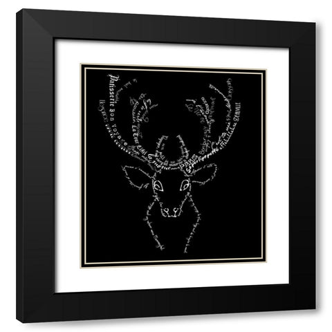 French Stag Black Black Modern Wood Framed Art Print with Double Matting by De Lauzun, Marion