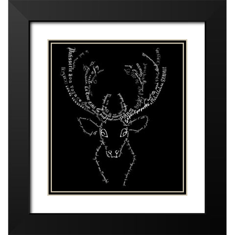 French Stag Black Black Modern Wood Framed Art Print with Double Matting by De Lauzun, Marion