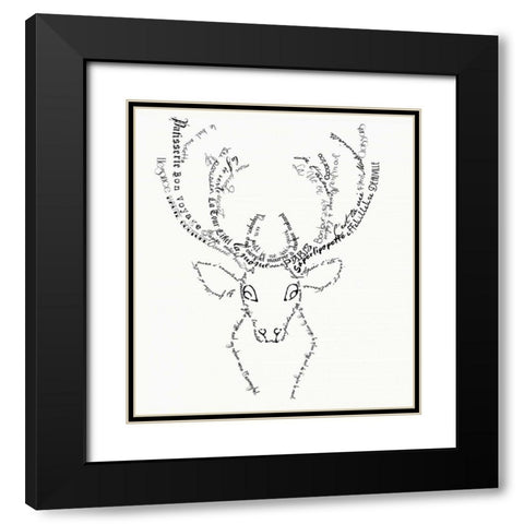 French Stag Black Modern Wood Framed Art Print with Double Matting by De Lauzun, Marion