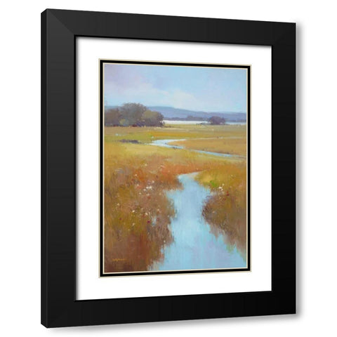 Misty River Black Modern Wood Framed Art Print with Double Matting by Stefano