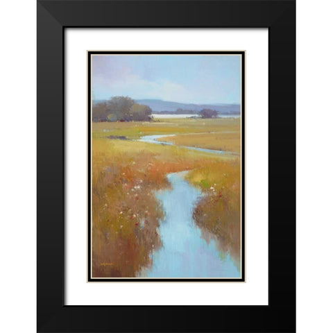 Misty River Black Modern Wood Framed Art Print with Double Matting by Stefano