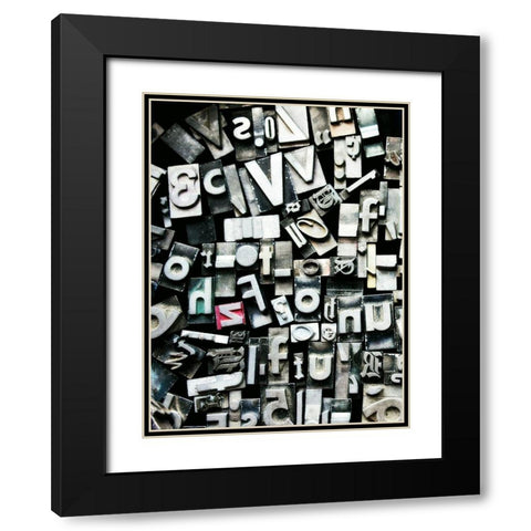 Text Blocks Black Modern Wood Framed Art Print with Double Matting by Dickinson, Robin