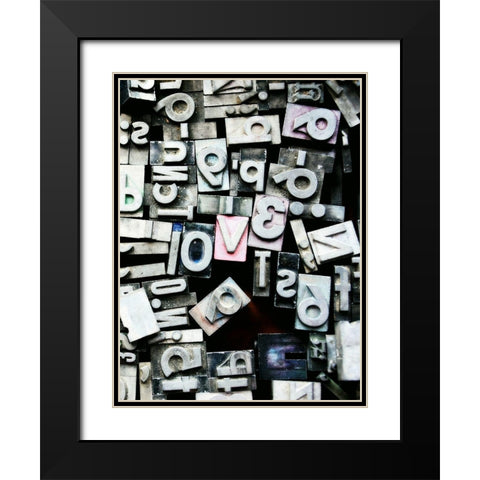Text Block Love Black Modern Wood Framed Art Print with Double Matting by Dickinson, Robin