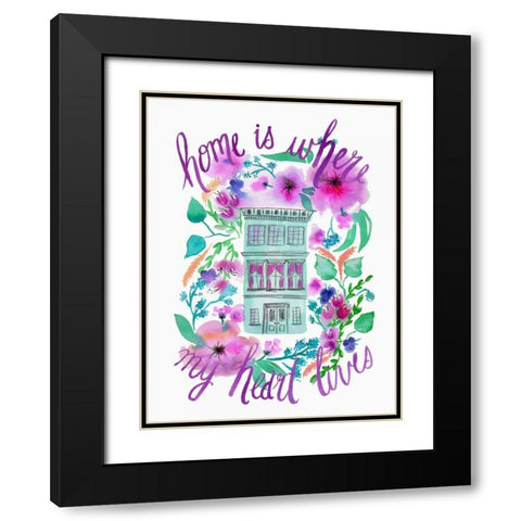 Home Is Where My Heart Is Black Modern Wood Framed Art Print with Double Matting by Esther Bley Designs