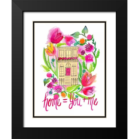 Home = You + Me Black Modern Wood Framed Art Print with Double Matting by Esther Bley Designs