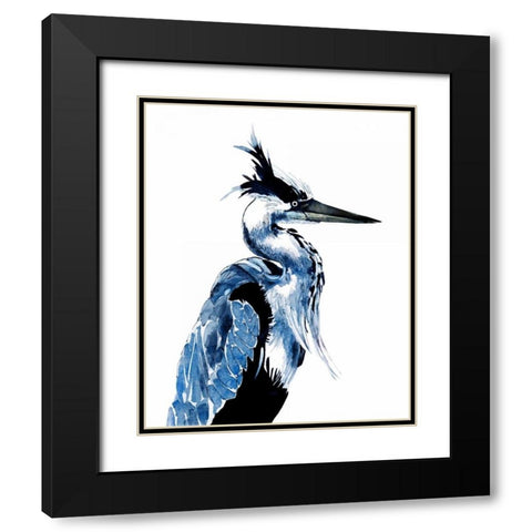 Coastal Blue Heron Black Modern Wood Framed Art Print with Double Matting by Smith, Crystal