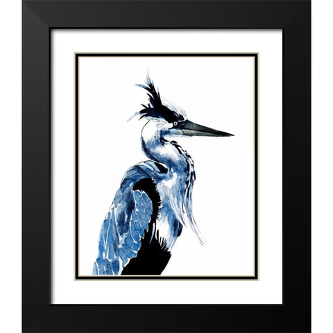 Coastal Blue Heron Black Modern Wood Framed Art Print with Double Matting by Smith, Crystal