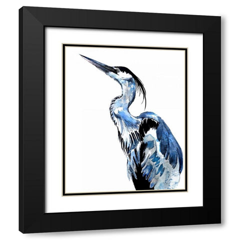 Coastal Blue Egret Black Modern Wood Framed Art Print with Double Matting by Smith, Crystal