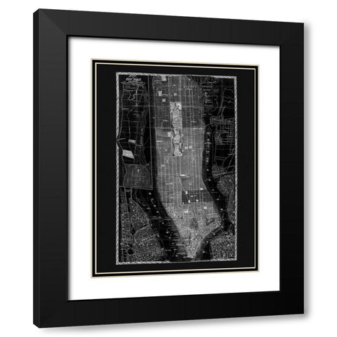 NY Map Circa 1865 Black Modern Wood Framed Art Print with Double Matting by Adam Shaw Cartography