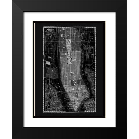 NY Map Circa 1865 Black Modern Wood Framed Art Print with Double Matting by Adam Shaw Cartography