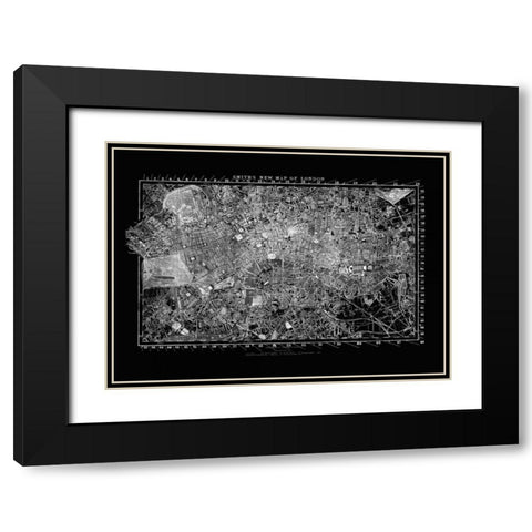 London Map Circa 1860 Black Modern Wood Framed Art Print with Double Matting by Adam Shaw Cartography